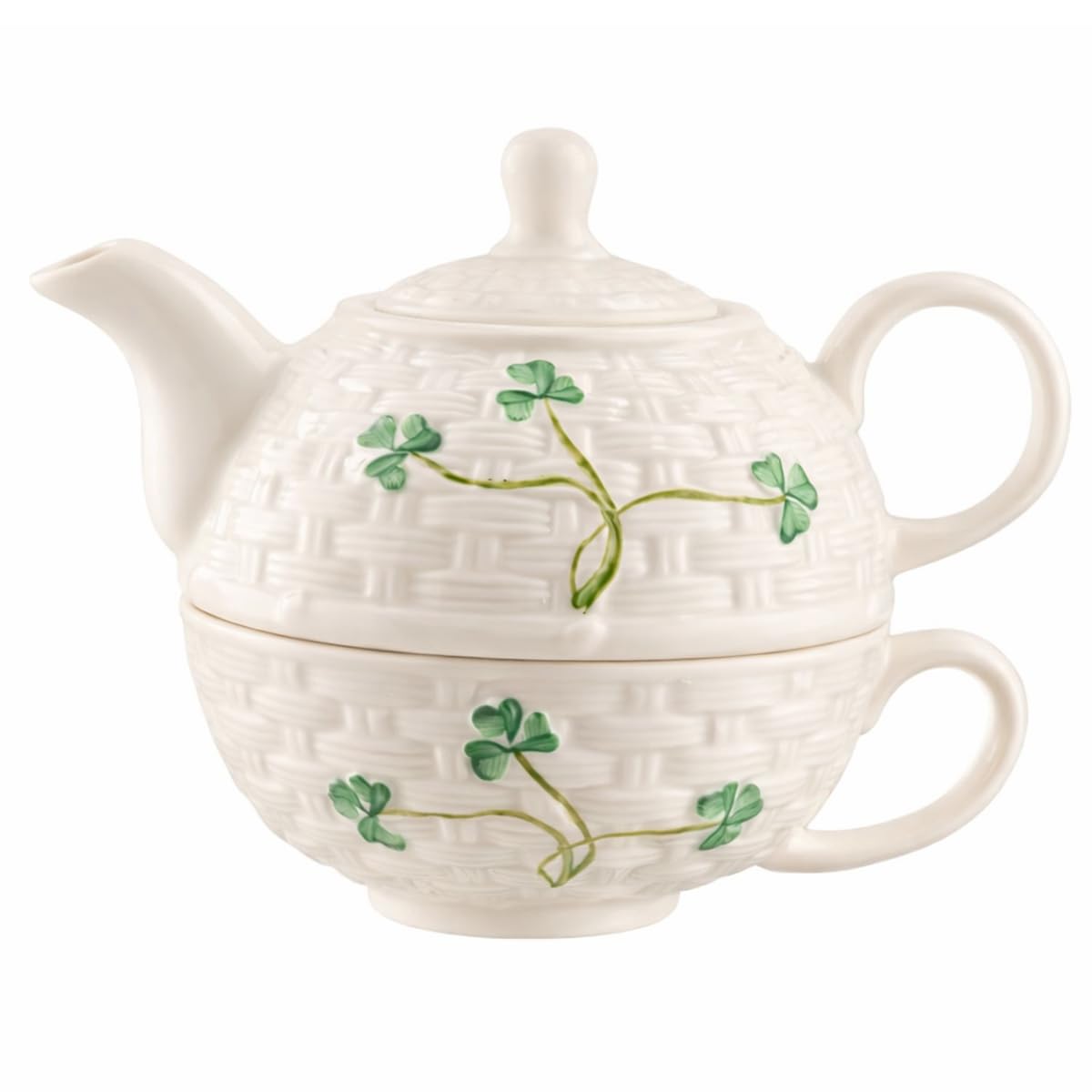Belleek ベリーク　一点物バスケット　インチャンテドアイル Amazon.com | Belleek Classic Shamrock Tea for One Set, Handcrafted