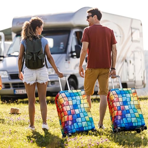 Tripnuo Elastische Koffer-Abdeckungen Passend für 18-32 Zoll, Gepäckabdeckungen für Koffer, Waschbar Schutzhaube für Koffer (Block, L)