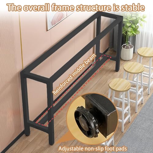 Mesa de pub alta resistente con patas de metal para comedor 5