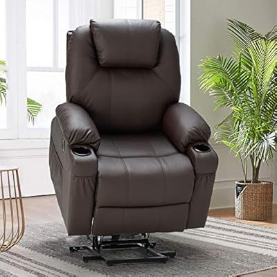 Buy Esright Power Lift Chair Electric Recliner Sofa For Elderly Faux Leather Electric Recliner Chair With Heated Vibration Massage Side Pocket Cup Holder And Usb Port Dark Brown Online In Turkey B088wc5w7z