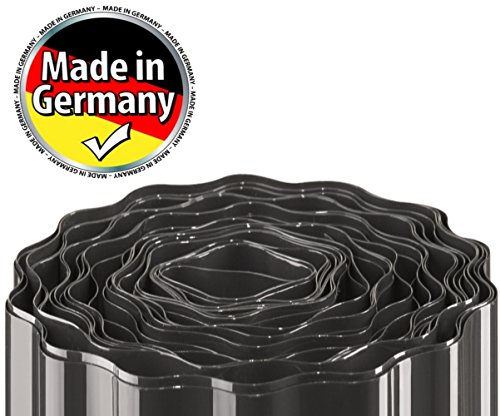 Rasenkante 30cm hoch 9m lang Grau Anthrazit Beeteinfassung Beetumrandung Rasenbegrenzung Mähkante Krötenzaun PET-Folie flexibel wetterfest Gartenabgrenzung Raseneinfassung Rolle