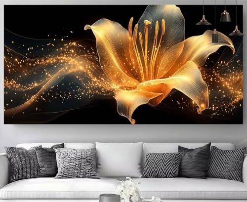 Broderie Diamant XXL Anti-stress Fleur d'Or Grand Canevas Cristal 5D