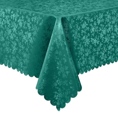 Image of Smiry Rectangle Table Cloth, Waterproof Heavy Duty Vinyl Tablecloths, Wipeable Washable Table Cover for Kitchen and Dining Room (Christmas Green, 60 inch X 84 inch)