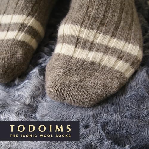Image of 92% Merino Wool Socks Crew Cozy Heavyweight Home Travel Outdoor Super- Soft Socks, 100% Made in Mongolia