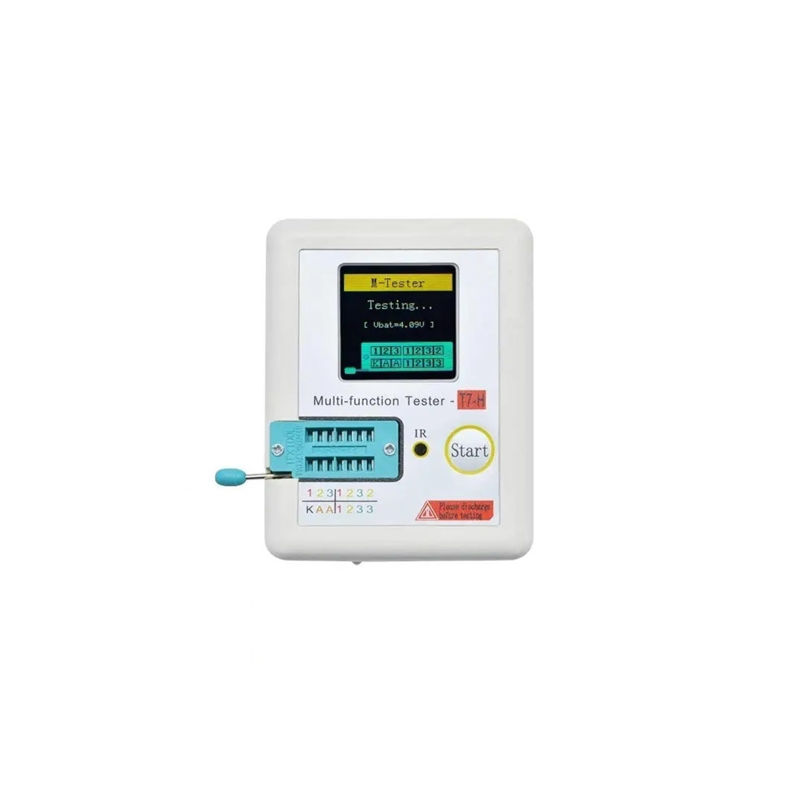 Probador de transistores LCR-T7 T7-H Medidor de capacitancia de diodos y triodo TFT Medidor de ESR LCR Multímetro multifunción IR de NPN PNP MOSFET Pruebas eléctricas(TC-T7-H)