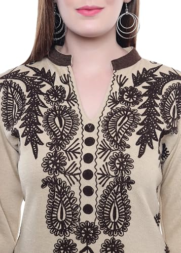 Image of Rosary Women's Woolen Winter Embroidered Kurta with Palazzo | Warm Ethnic Suit Set - 2 Piece Outfit