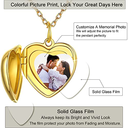 Sterling Silver Heart Locket Necklace For Women, Angel Wings Lockets Necklace For Women That Hold Pictures, Gold/Silver/Rose Gold Personalized Engrave Memorial Lockets For Kids Girl With Chain 12-22In #TOP4