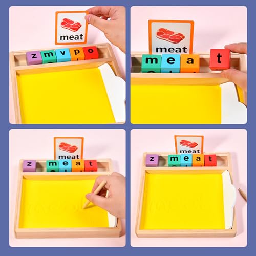 Montessori sandtablet Frühes Training Buchstaben Lernen und Zeichen Spielzeug,Holz Montessori Sandtisch,Lernspielzeug Geschenke Weihnachten Geschenk für Kinder ab 3-8 Jahre Junge Mädchen