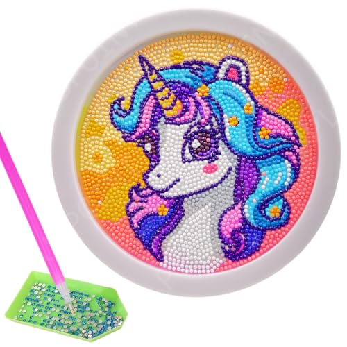 Image of PLUSPOINT 5D Diamond Gem Kits for Kids with Frame Diamond Arts and Craft for Kids Ages 6 8 10 12 Gem Art Painting Kit Unicorn Crafts Unicorn Diamond Painting Kits for Girls