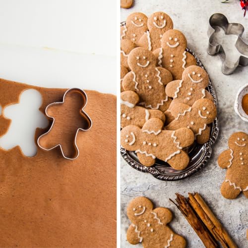 PTaizjjz Gingerbread Cookie Cutter Set,4 Pieces Stainless Steel Assorted Sizes Gingerbread Man Cookie Cutters Fondant Biscuit Mold for DIY Chirstmas Day Holiday Party Decorations - Image 4