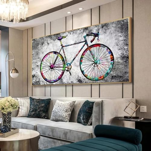 Art graffiti moderne sur toile de vélo KEBIA - Tableau mural de salon multicolore 30x60 cm