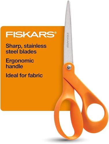 Miniatura 2 de Fiskars Tijeras ergonómicas de acero inoxidable con mango naranja, tijeras de papel y tela de 8 pulgadas para oficina, artes y manualidades