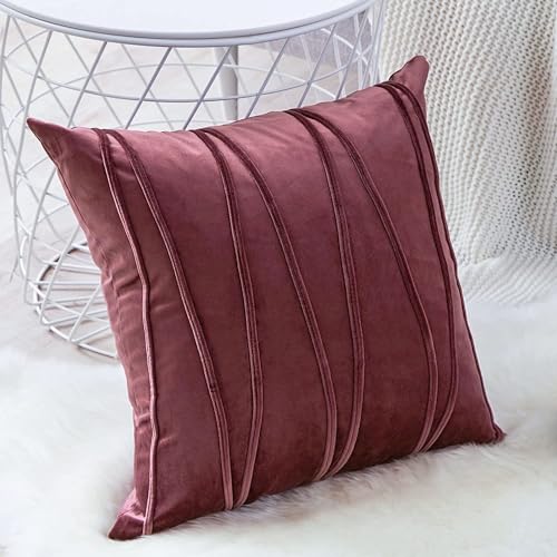 Image of Khooti Velvet Striped Cushion Cover Pack of 1-28 inch x 28 inch / 71 x 71 cm | Jam | Soft Pillow Covers Cushion Case for Sofa Bedroom Livingroom Chair Car, Cushion Cover with Zig Zag Pattern