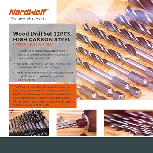 NordWolf Brad Point Drill Bit Set