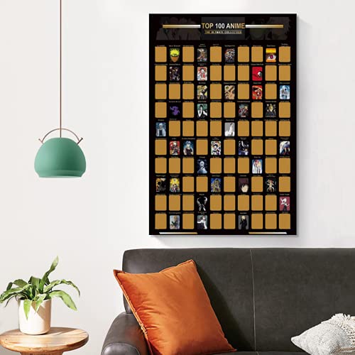 100 Anime Scratch Off Poster - Japanese Animation Of All Time Bucket List Great Gift For Anime Enthusiasts - 23.6*16.5 Inch … #TOP4