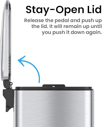 Vista 28 de iTouchless EcoWise - Contenedor de basura para compost, doble desodorizador, filtros de carbón activado Sensor blanco puro de 2 galones,Plata