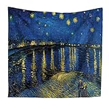 Nunbee Tapisserie Wandbehäng Van Gogh Ölgemälde Wald Wandteppich Wanddekoration Indisch Psychedelic Natur Hanging Hippie Beach-Yoga-Picknick-Tischdecke Strandtücher, Abstrakte Malerei 1 150*130cm
