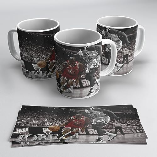 Taza Michael Jordan blanco y negro con tonos Rojos - Para fans de la NBA. Regalo MJordan Air | Cerámica 355ml