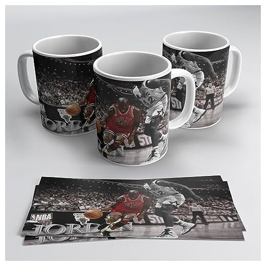 Taza Michael Jordan blanco y negro con tonos Rojos - Para fans de la NBA. Regalo MJordan Air | Cerámica 355ml