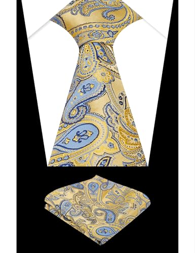 Image of Alizeal Mens 3.15'' Vintage Paisley Tie Pocket Square Set | Elegant Perfect for Banquet Wedding and Party