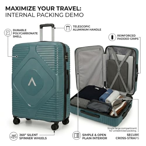 Image of Aristocrat Set of 3 Pc Cabin 55cm(Small) Check-in 66cm(Medium) Check-in 76cm(Large) 8 Wheels,Anti Theft Zipper, Combination Lock | 3-Year Warranty