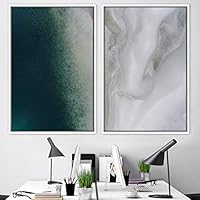 2 Piece Framed Canvas Wall Art Coastal Beach Canvas Prints Home Artwork Decoration for Living Room,Bedroom - 16