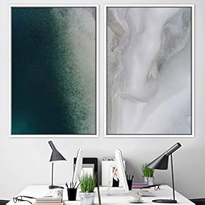 signwin 2 Piece Framed Canvas Wall Art Coastal...