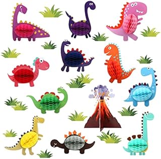 KESOTE 12 Pack Dinosaur Table Centerpieces Dinosaur Party Decorations Honeycomb Centerpieces for Birthday Party Baby Shower Decor