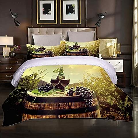 LIZXYO 3 Pieces single duvet cover set Green Vineyard Duvet Cover Cover