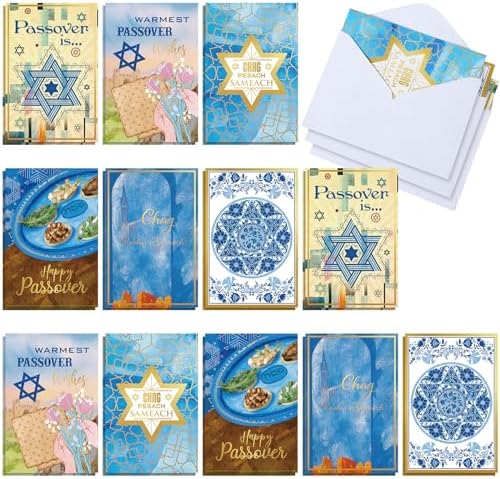 24 Sets Passover Greetings Cards with Envelopes Passover Greeting...
