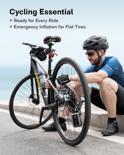 HOTO Mini Bike Tire Pump, 25s Fast Inflate Bicycle Pump with