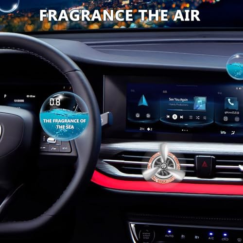 Image of eing Car Air Freshener,Turbo Spinning Car Vent Clip Fragrance Diffuser,Essential Oil Air freshener with Bling Crystal Diamonds,Stylish Propeller Shape Car Decor (Orange)