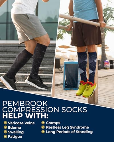 Image of Pembrook Cotton Light Compression Socks for Women & Men - 3 Pairs | 8-15 mmHg Comfort Compression Socks for Men & Women