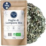 Infuso biologico di foglie di lampone: infuso naturale sfuso, 100% naturale, senza OGM, coltivazione biologica, ideale per donne in gravidanza e in allattamento, 100 g (50 tazze).