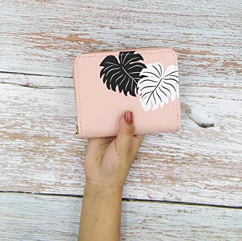 Image of Valerie Women's Small Peach Leather RFID Protected Zipper Wallet