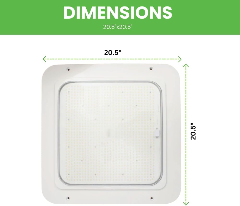 Greenlight Depot LED Gas Station Canopy Lights - 150W, 180W - Extra Bright 5700K Day Light White - UL DLC Listed (TCP2, 180W (5700K; 25428 lumens))