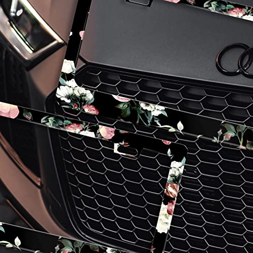 Vintage Pink And Cream Dark Floral Aluminum Metal License Plate Frame Tag With Chrome Screw Caps - Car License Plate Covers For Us Vehicles #TOP4