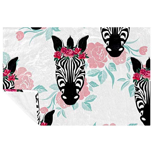 Couverture douce imprimé zèbre et fleurs plaid cocooning idéal lit et canapé - 2