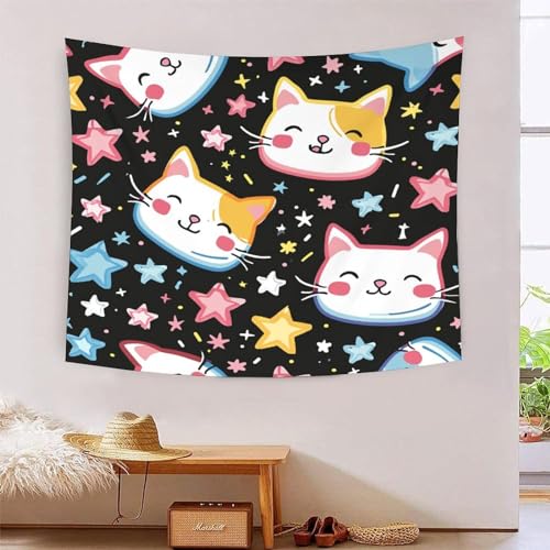 Tapisserie chat 3D effet mural pour salon et deco de chambre cocon 180x230