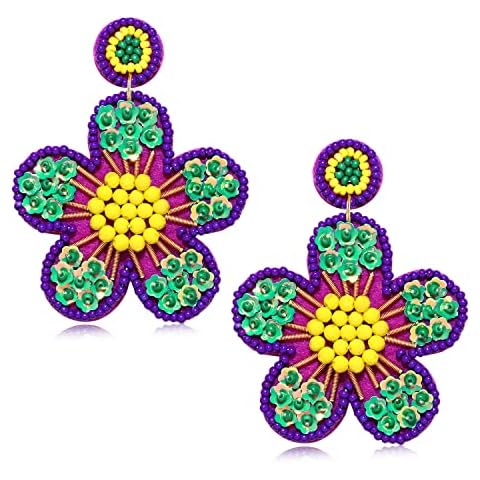 Colourful Handmade Beaded Flower Earrings Cover