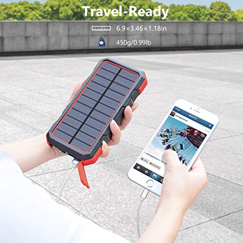 Hiluckey Portable Solar Charger 26800mAh USB C 18W Power Bank Fast Charge Battery Charger for iPhone 11, Samsung S10, Huawei, MacBook - Thumbnail 5