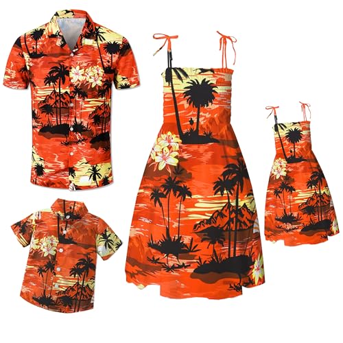 Image of SANGTREE Family Matching Hawaiian Outfits , Casual Beach Travel Clothes ,Vacation Clothing Set for Women & Men & Girls & Boys