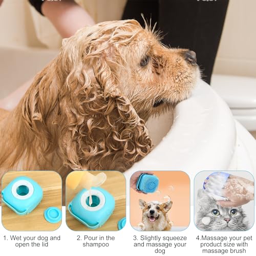 YIUWOD 4er-Set HundebüRste Kurzhaar - Hunde BüRste - Waschhandschuh Hund - Mit Verstellbaren Griffen FüR Nasse und Trockene Lang- und Kurzhaar-Hunde und -Katzen Massage, Entschurren