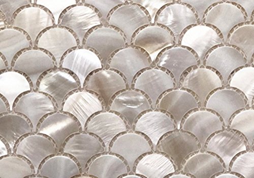 Genuine White Fish Scale Mother of Pearl Mosaic Tile Sample Swatch for Bathroom/Kitchen/Spa Backsplash (One 4"X6" Sample)