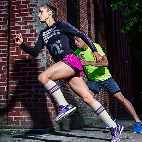Image of fenglaoda 8 Pairs Compression Socks for Men & Women 20-30 mmHg Knee High Nurse Pregnant Running Medical and Travel Athletic