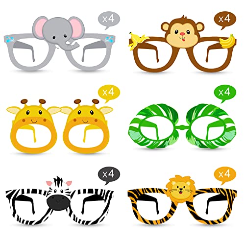 Konsait-24Pcs-Safari-Jungle-Animal-Birthday-Sunglasses-Party-Favors-Paper-Glasses-Animals-Photo-Booth-Props-for-Forest-Costume-Accessories-Woodland-Farmhouse-Cospaly-Baby-Shower-Party-Supplies Konsait 24Pcs Safari Jungle Animal Birthday Sunglasses Party Favors Paper Glasses Animals Photo Booth Props for Forest Costume Accessories Woodland Farmhouse Cospaly Baby Shower Party Supplies