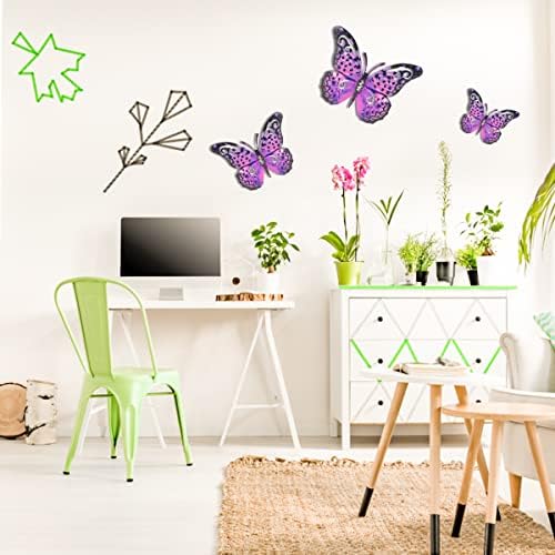 icyant 3 Pieces Large Metal Butterflies Wall Decor 3D Butterfly Garden Ornament Outdoor Home Art Decorations Hanging Purple Butterflies Metal Outside for Living Room Garden Fences Yard Sheds