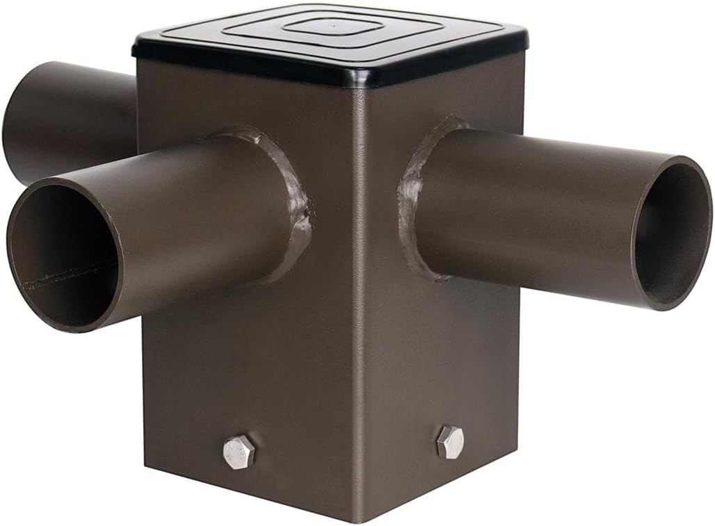 90 Degree Square Horizontal Tenon Adaptor with 2 Arms for 4" Square Pole,Top Tenon for 2 3/8" Slip Fitter Mount Led Shoebox Light 2 Fixture