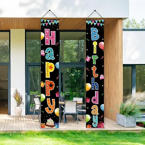 Image of Birthday Decorations Banner, Happy Birthday Door Sign for Men Women Boys Girls Ideal Birthday Decorations Party Supplies Outdoor Indoor 72 x 12 Inch