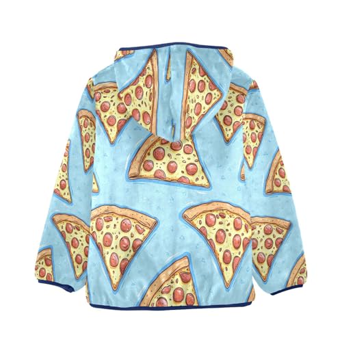Pizza Slice Blue Background Toddler Fleece Jacket Girl Boys Hooded Fleece Jacket Coat Warm Outwear Zip-up 3-10T2